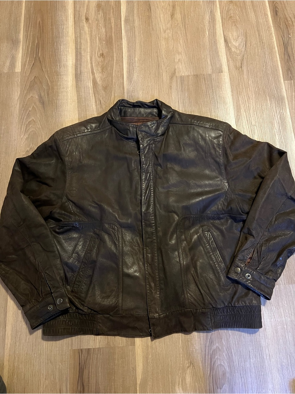 Vintage REED Performance Men's dark brown Leather Bomber Jacket sz 44 R